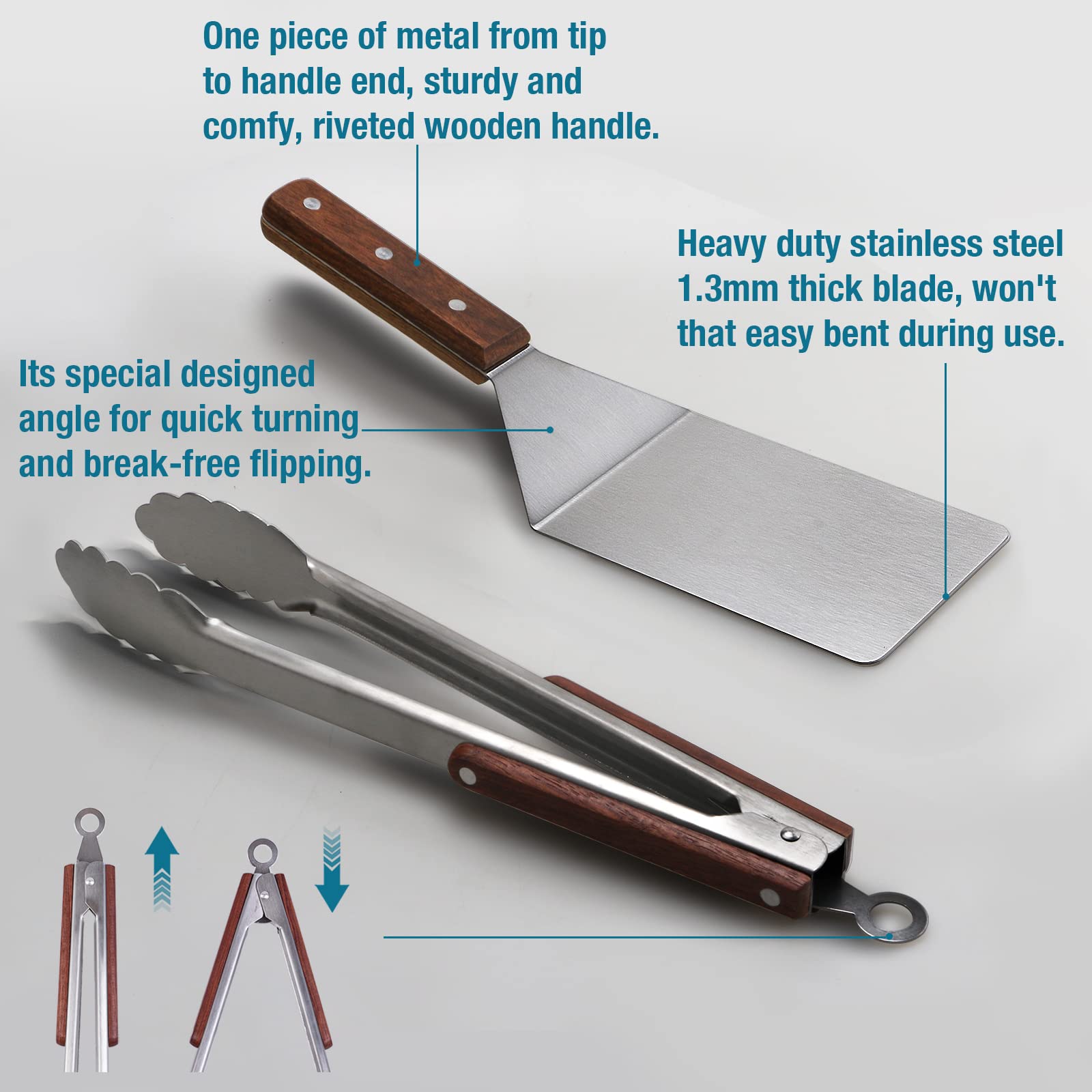 Amazon.com : Tongs and Spatula Set of 3, Heavy Duty Stainless